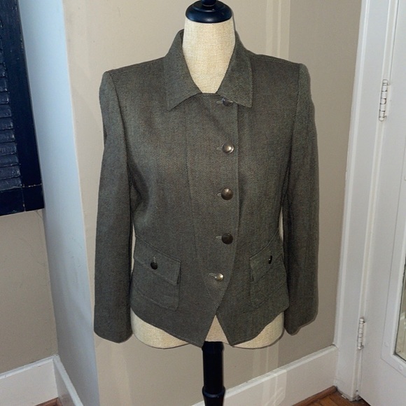 Kasper Jackets & Blazers - Kasper Greenish Wool Blend Blazer/Jacket